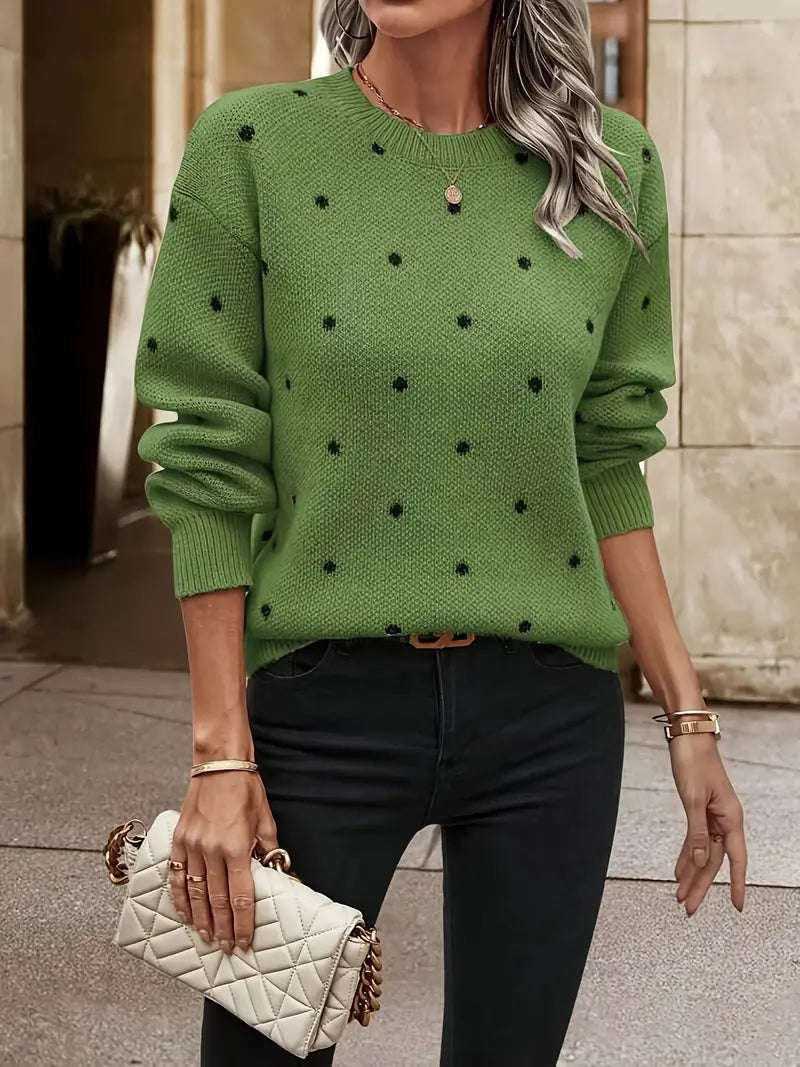 Jersey De Punto con Motivo De Lunares para Mujer | Ideal para Días Frescos