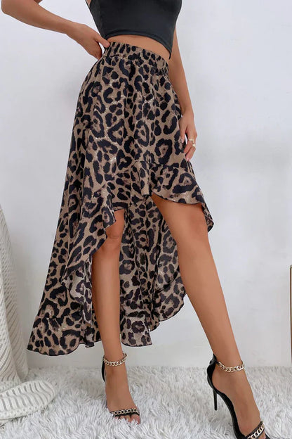 Falda con Estampado Leopardo y Volantes para Mujer | Ideal para Uso Diario o Eventos Planificados