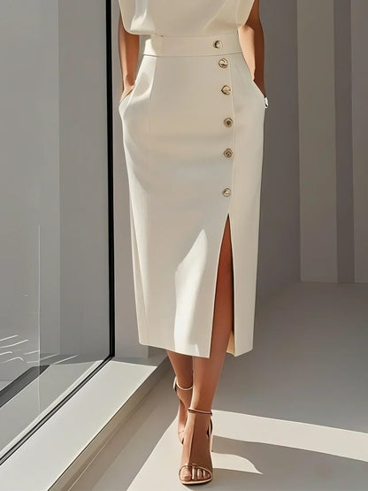 Vestido Midi Sin Mangas Con Botones Frontales Para Mujer | Ideal Para Uso Diario Y Ocasiones