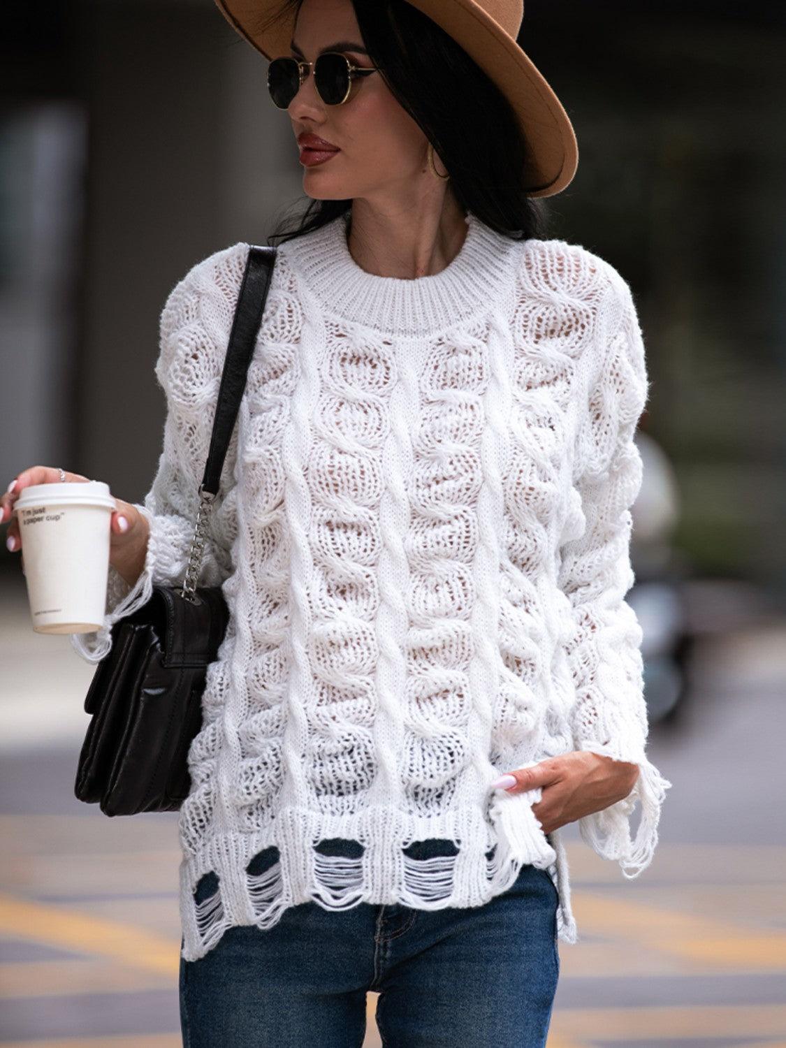 Suéter Ajouré Blanco Oversize Para Mujer | Ideal Para Uso Diario Y Salidas Informales