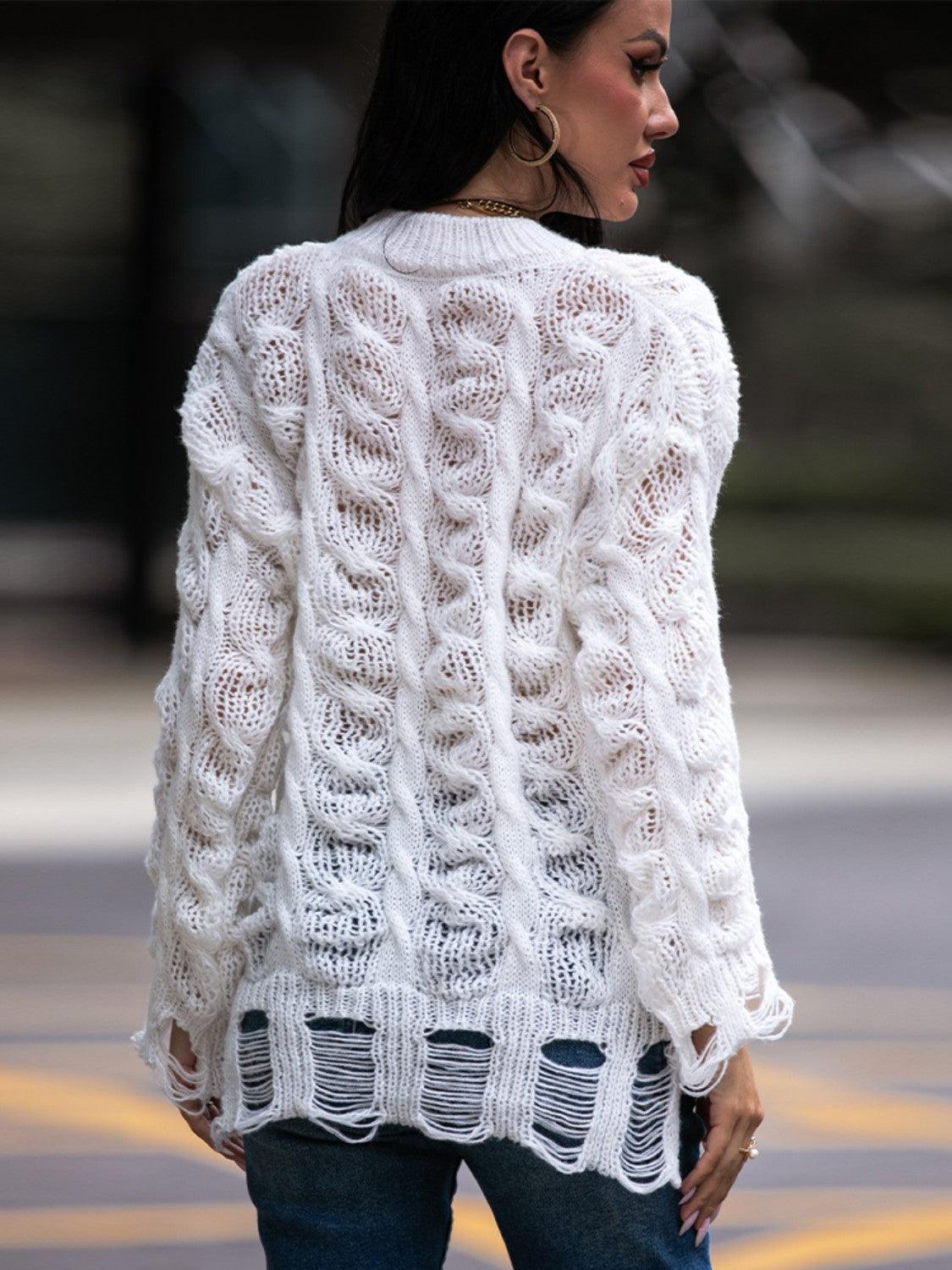 Suéter Ajouré Blanco Oversize Para Mujer | Ideal Para Uso Diario Y Salidas Informales