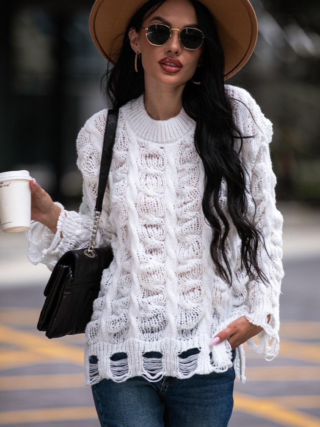 Suéter Ajouré Blanco Oversize Para Mujer | Ideal Para Uso Diario Y Salidas Informales