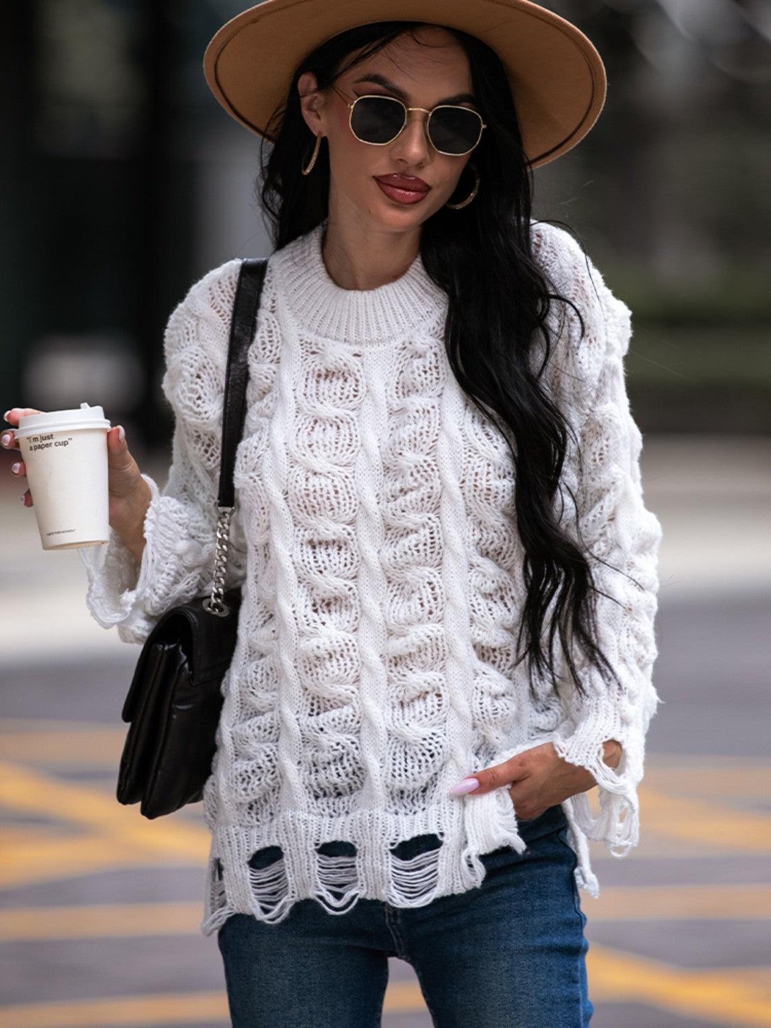 Suéter Ajouré Blanco Oversize Para Mujer | Ideal Para Uso Diario Y Salidas Informales