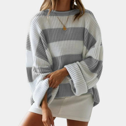 Jersey de Rayas con Corte Oversize para Mujer | Ideal para Otoño e Invierno