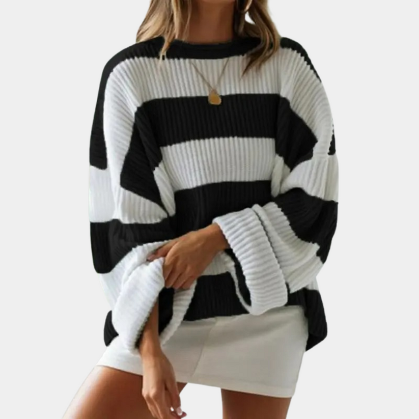 Jersey de Rayas con Corte Oversize para Mujer | Ideal para Otoño e Invierno