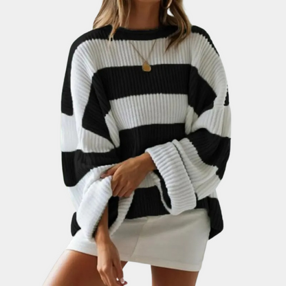 Jersey de Rayas con Corte Oversize para Mujer | Ideal para Otoño e Invierno