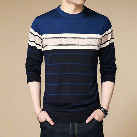 Jersey De Manga Larga Con Rayas Regulares Para Hombre | Ideal Para Uso Diario Y Profesional
