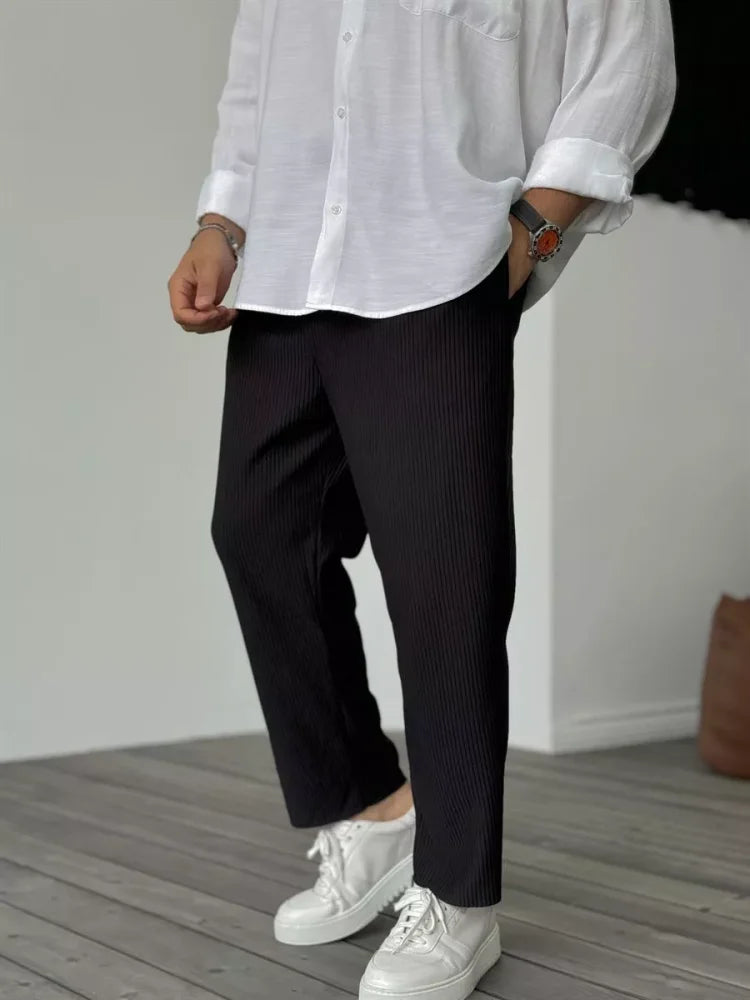 Pantalón Para Hombre Con Corte Ajustado Y Cierre De Botón Y Cremallera | Ideal Para Uso Diario Y Contextos Variados