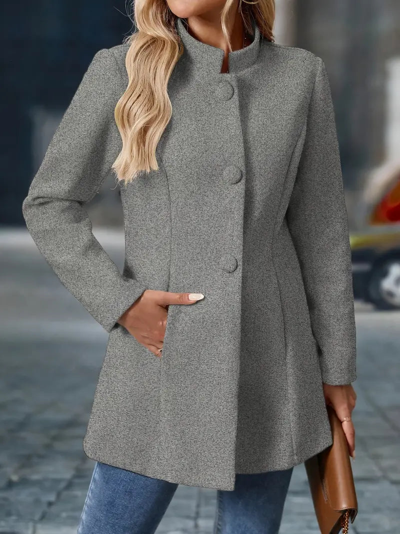 Blazer Sin Cuello Con Cierre De Botones Y Largo Medio Para Mujeres | Ideal Para Uso Diario O Entornos Formales