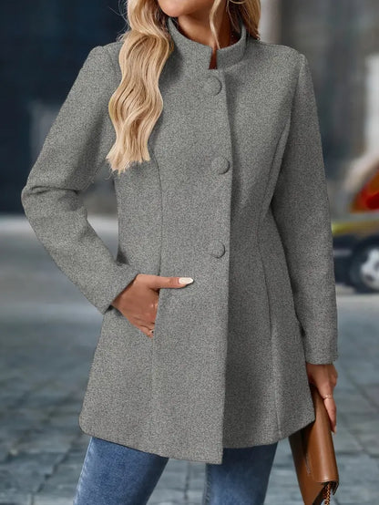Blazer Sin Cuello Con Cierre De Botones Y Largo Medio Para Mujeres | Ideal Para Uso Diario O Entornos Formales