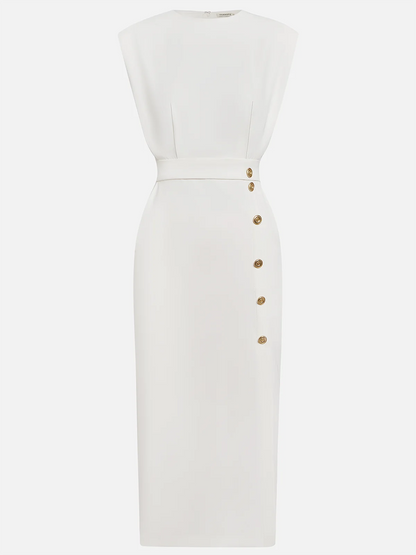 Vestido Midi Sin Mangas Con Botones Frontales Para Mujer | Ideal Para Uso Diario Y Ocasiones