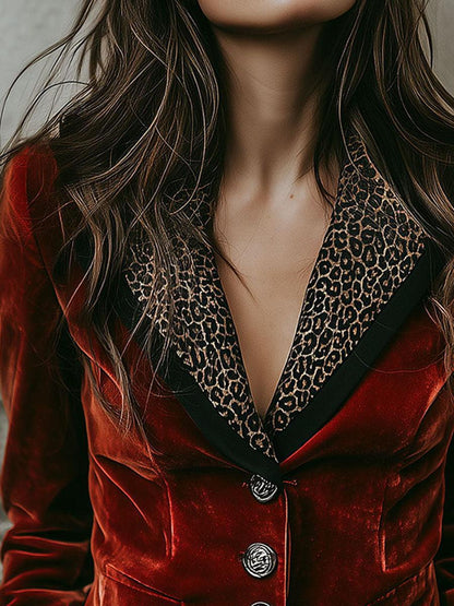 Blazer con Motivo Leopardo y Corte Ajustado para Personas Adultas | Ideal para Ocaciones Formales y Semi-Formales