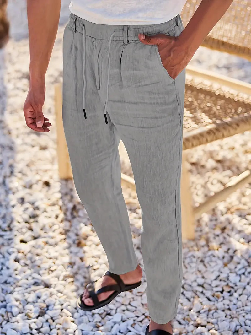 Pantalón Casual de Corte Amplio con Cintura Elástica y Cordón para Hombre | Ideal para Uso Diario