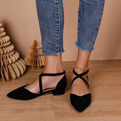 Zapatos De Punta Con Correa Y Suela Plana Para Mujer | Ideales Para Uso Diario Y Contextos Formales