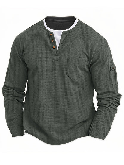 Polo De Manga Larga Con Apertura De Botones Y Bolsillos Para Hombre | Ideal Para Uso Diario