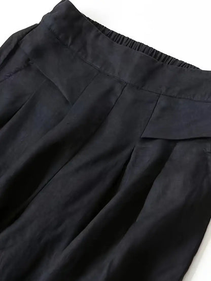 Pantalón De Corte Amplio Con Cintura Elástica Trasera Y Bolsillos Laterales Para Mujer | Ideal Para Uso Diario