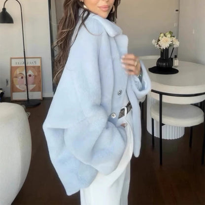 Abrigo Largo con Corte Amplio y Cuello de Solapa para Mujer | Ideal para Temporada Invernal