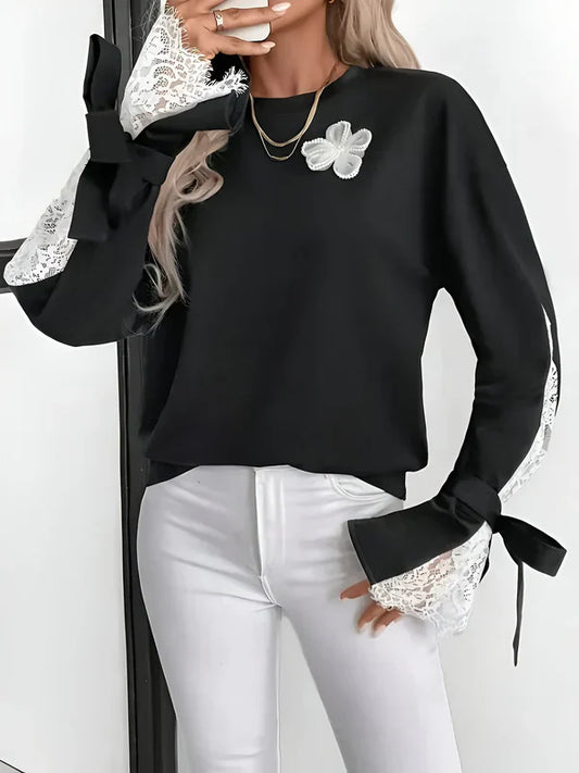 Sudadera con Encaje y Apliques para Mujer | Ideal para Uso Diario En Entretiempo