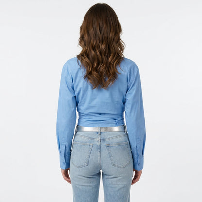 Blusa Cruzada Con Efecto Drapeado Y Corte Ajustado Para Mujer | Ideal Para Oficina Y Uso Diario