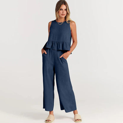 Conjunto De Dos Piezas Sin Mangas Para Mujer | Ideal Para Verano Y Uso Casual