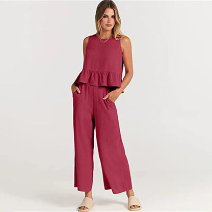 Conjunto De Dos Piezas Sin Mangas Para Mujer | Ideal Para Verano Y Uso Casual