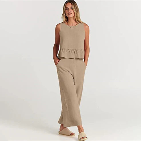 Conjunto De Dos Piezas Sin Mangas Para Mujer | Ideal Para Verano Y Uso Casual