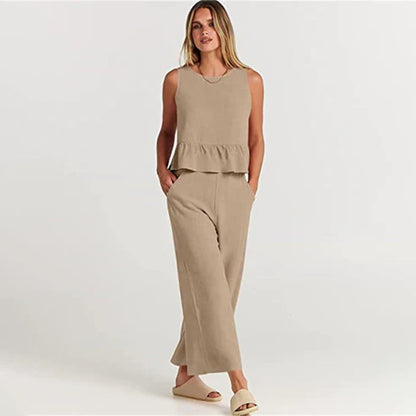 Conjunto De Dos Piezas Sin Mangas Para Mujer | Ideal Para Verano Y Uso Casual