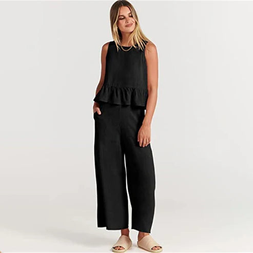 Conjunto De Dos Piezas Sin Mangas Para Mujer | Ideal Para Verano Y Uso Casual
