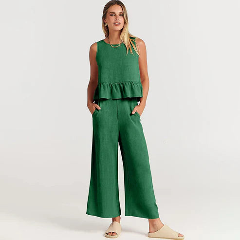Conjunto De Dos Piezas Sin Mangas Para Mujer | Ideal Para Verano Y Uso Casual