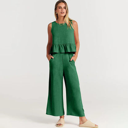Conjunto De Dos Piezas Sin Mangas Para Mujer | Ideal Para Verano Y Uso Casual
