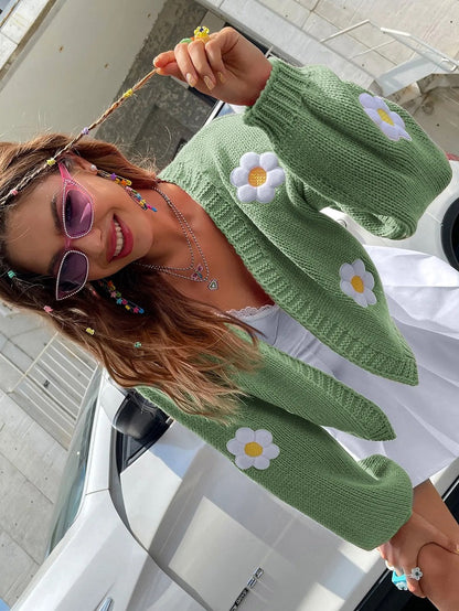 Cárdigan con Mangas Lanterna y Estampado Floral para Mujer | Ideal para Superposiciones Ligera
