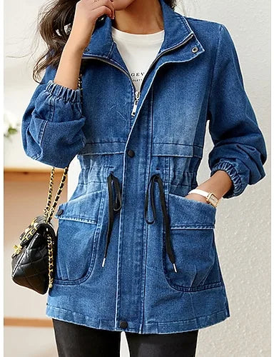 Chaqueta con Cintura Ajustable y Corte Amplio para Mujer | Ideal para la Media Estación