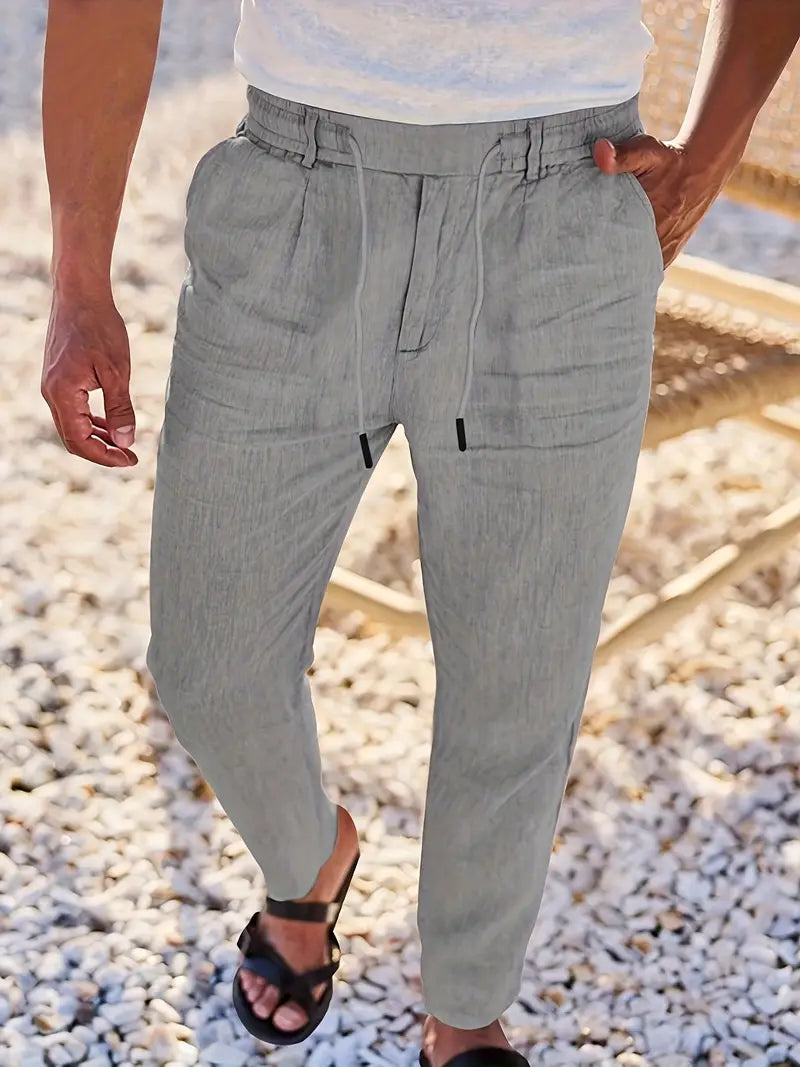 Pantalón Casual de Corte Amplio con Cintura Elástica y Cordón para Hombre | Ideal para Uso Diario