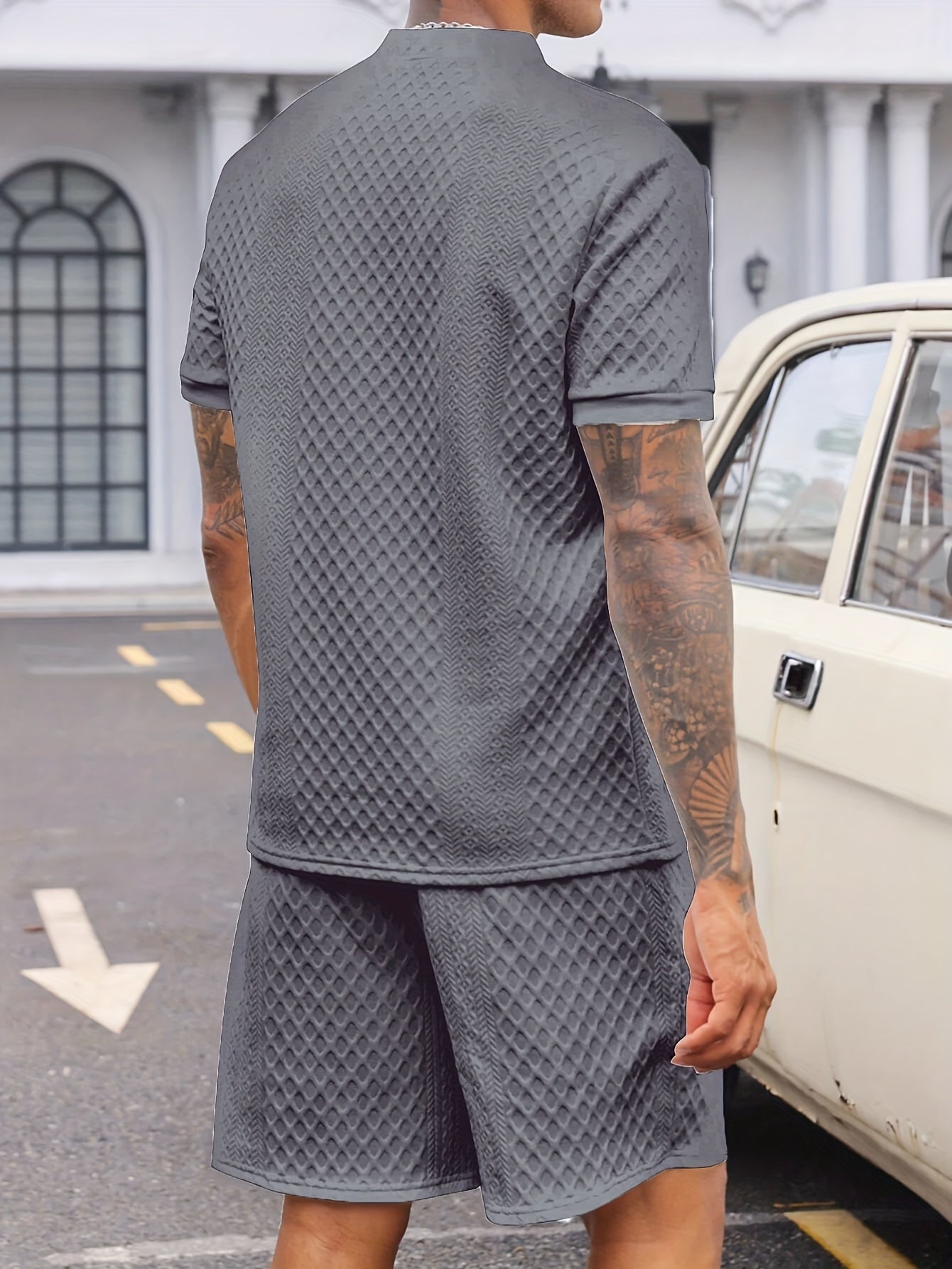 Conjunto de Dos Piezas con Camisa de Cuello Mao para Hombre | Ideal para Uso Diario