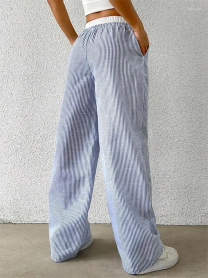 Pantalón Ancho con Rayas Verticales para Mujer | Ideal para Uso Diario y Salidas