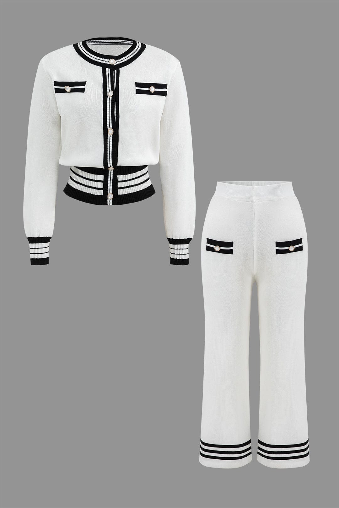 Conjunto De Dos Piezas Para Mujer Con Cárdigan Corto Y Pantalón Amplio | Ideal Para Uso Diario Y Trabajo