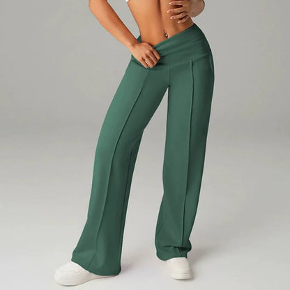 Pantalón De Talle Alto Con Cintura Integrada Y Piernas Anchas Para Mujer | Ideal Para Uso Diario