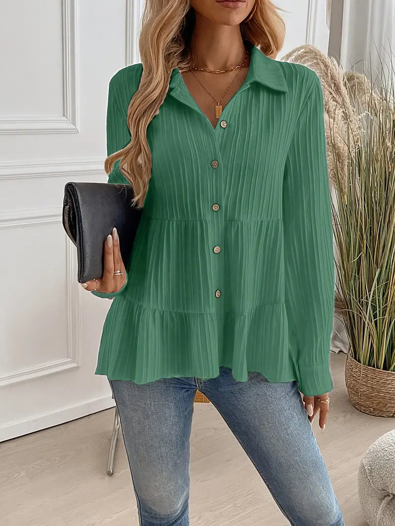 Camisa Con Cierre De Botones Y Corte Fluido Para Mujer | Ideal Para Oficina Y Uso Diario