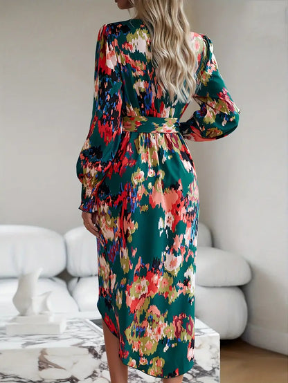 Vestido con Mangas Voluminosas y Cintura Ajustable para Mujer | Ideal para Eventos Formales