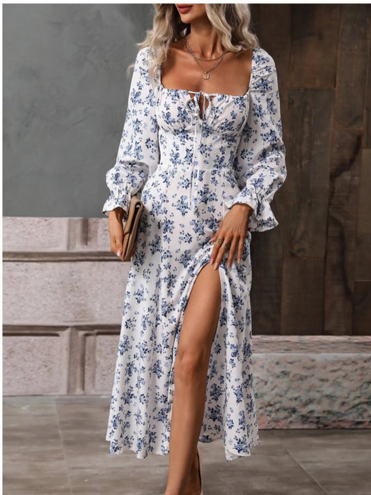 Vestido Con Cuello Cuadrado Y Mangas Con Volantes Para Mujer | Ideal Para Uso Diario