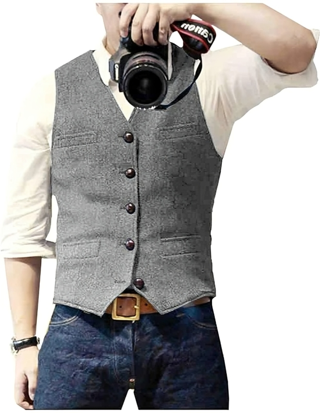 Chaleco Vaquero con Cuello en V y Corte Recto para Hombre | Ideal para Uso Diario