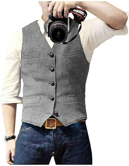 Chaleco Vaquero con Cuello en V y Corte Recto para Hombre | Ideal para Uso Diario