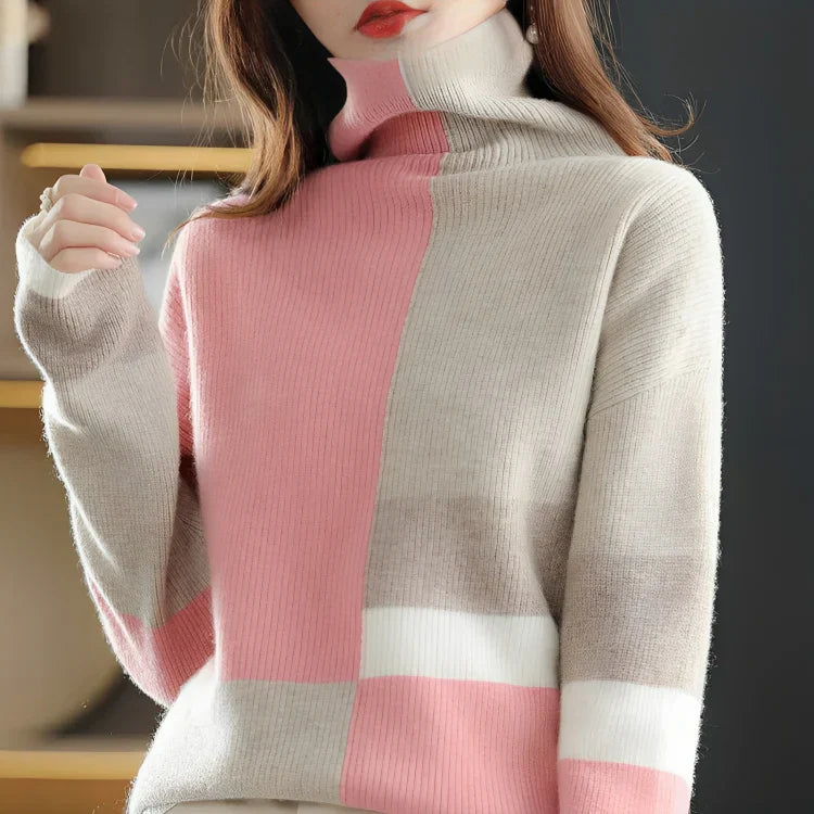 Jersey con Diseño De Colores En Contraste para Mujer | Ideal para Días Fríos