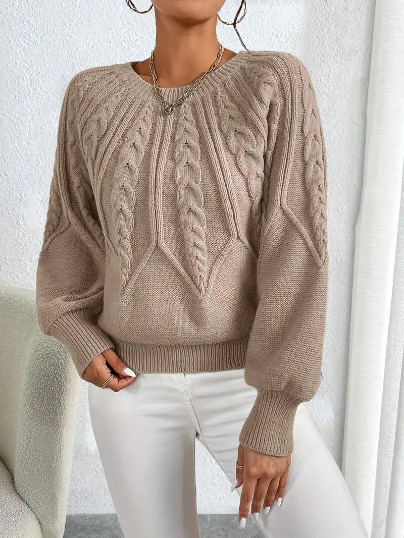 Jersey de Punto Grueso con Mangas Abullonadas para Mujer | Ideal para Temporadas Frescas