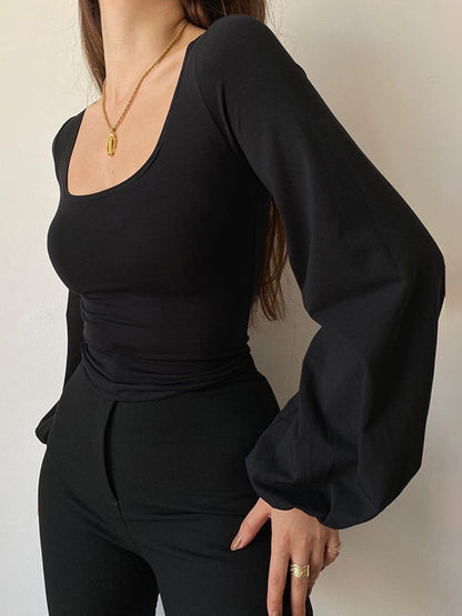 Top con Escote Cuadrado y Mangas Abullonadas para Mujer | Ideal para Uso Diario y Diferentes Ocasiones