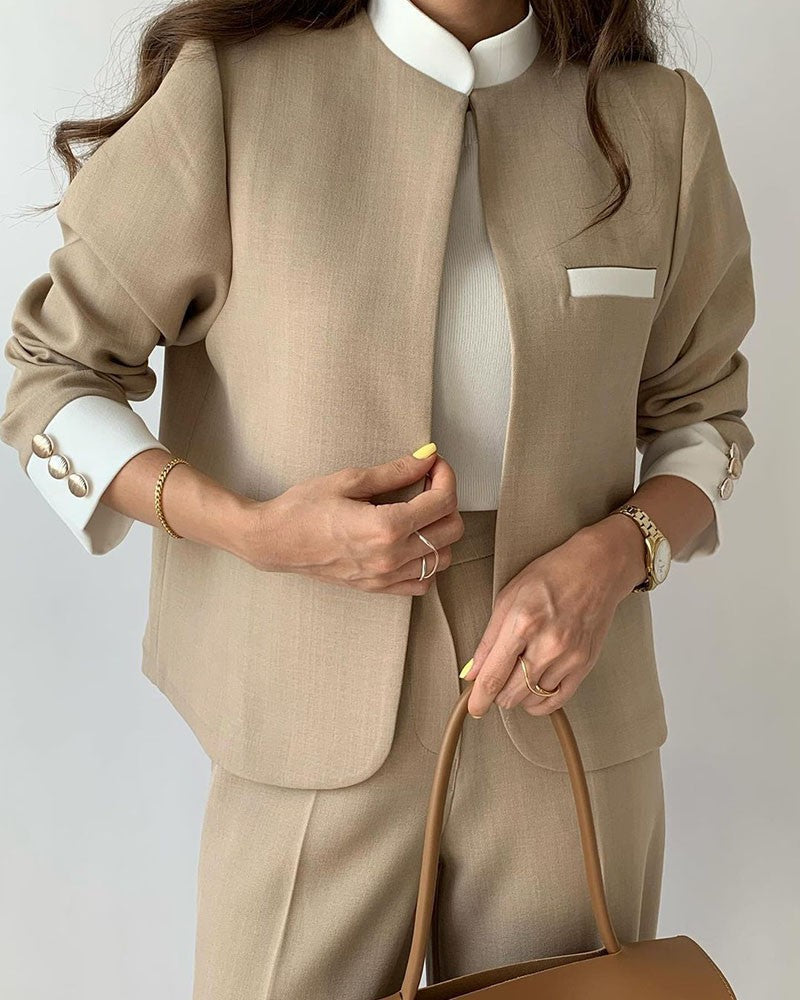 Blazer Corto Bicolor para Mujer | Ideal para Oficina u Ocasiones Variadas