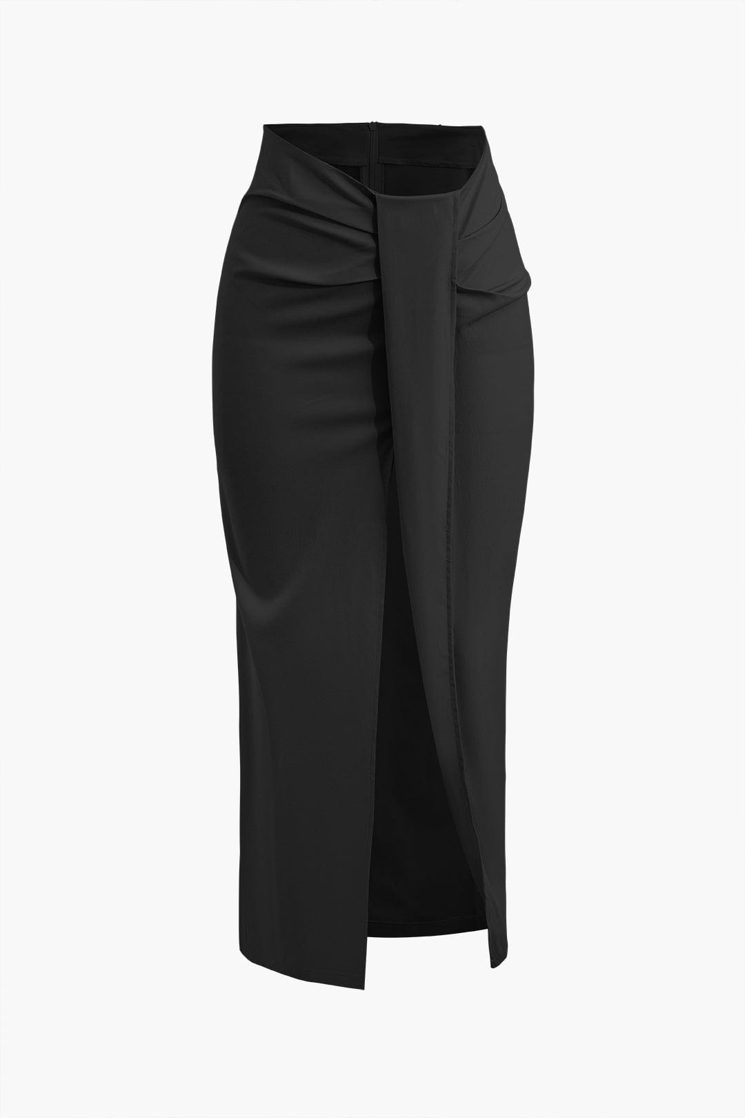 Falda Midi de Talle Alto con Drapé Frontal y Fenda Lateral para Mujer | Ideal para Uso Diario o Eventos Planificados