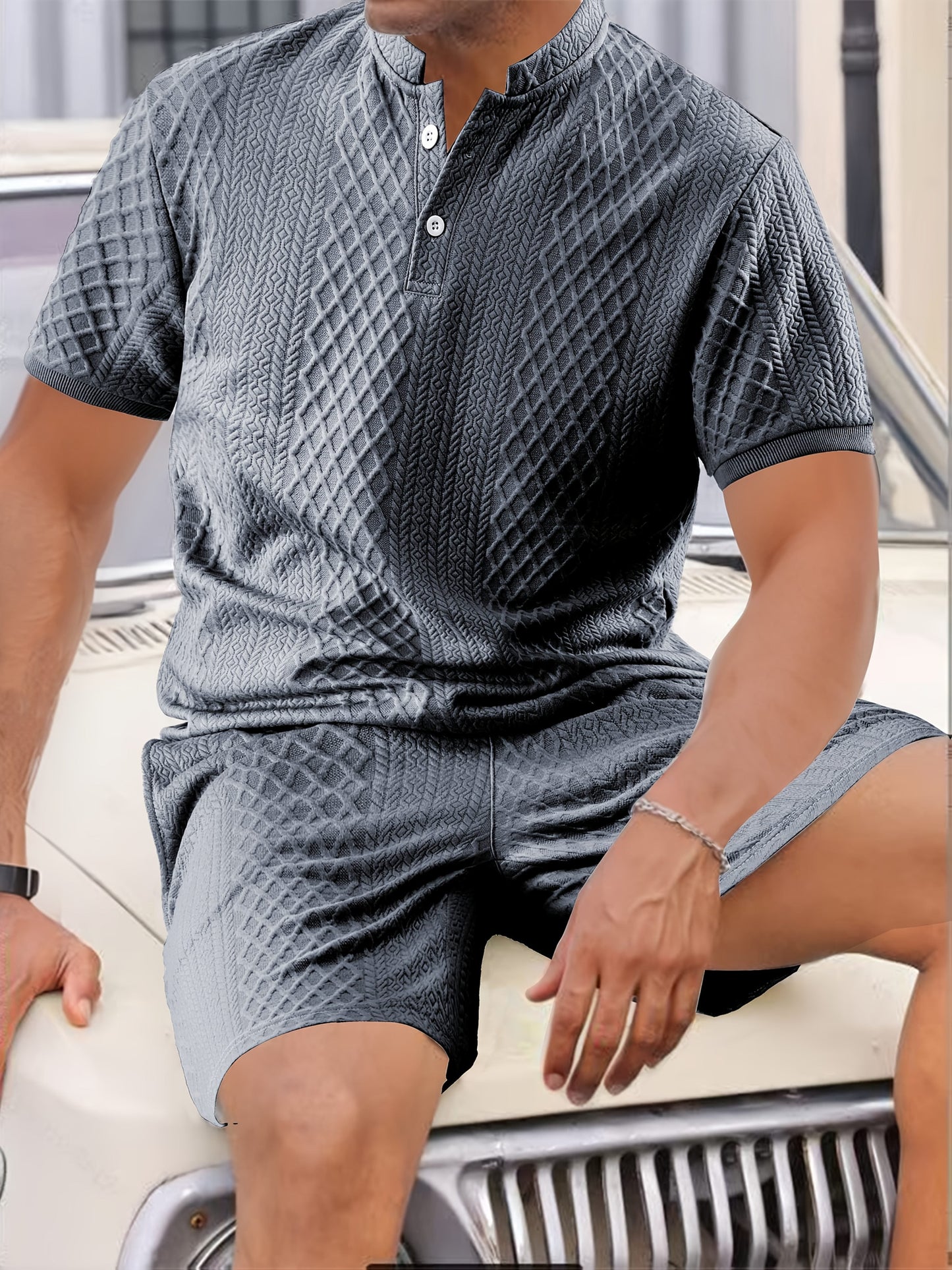 Conjunto de Dos Piezas con Camisa de Cuello Mao para Hombre | Ideal para Uso Diario