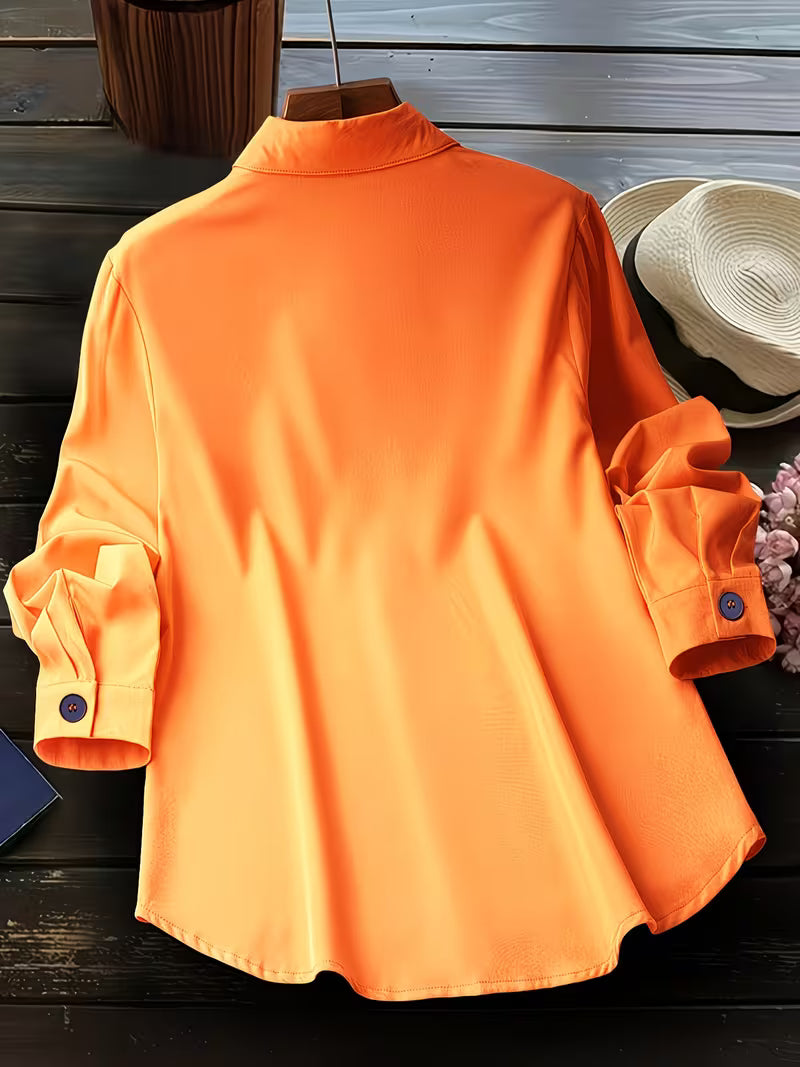 Camisa De Manga Larga Con Cuello Clásico Para Mujer | Ideal Para Uso Diario