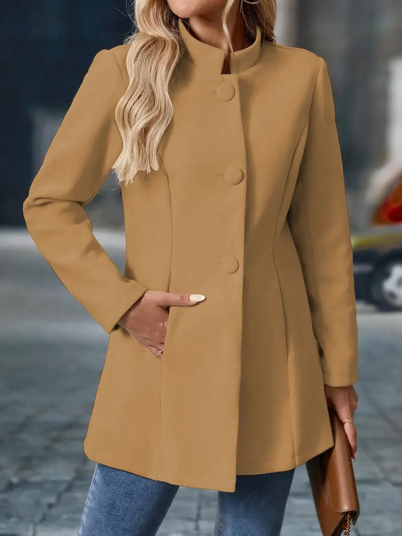 Blazer Sin Cuello Con Cierre De Botones Y Largo Medio Para Mujeres | Ideal Para Uso Diario O Entornos Formales